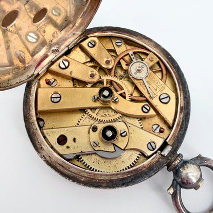 Antique Swiss Silver Cased Pocket Watch - Working