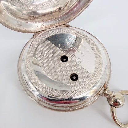 Antique Swiss Key Wound Pocket Watch – Silver Plated Case – Working