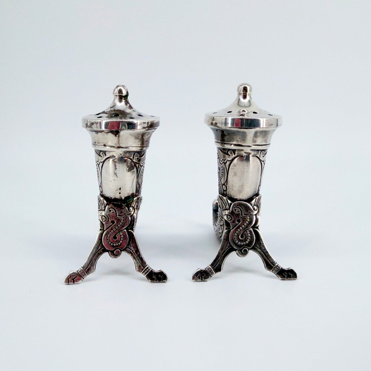 Pair of Antique Norwegian Silver Pepper Pots – Magnus Aase