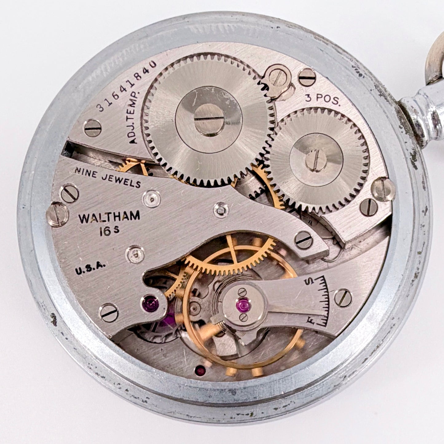 Waltham 16s Model 1908 Military Pocket Watch – c.1944, USA, 9Jewels, Adjusted