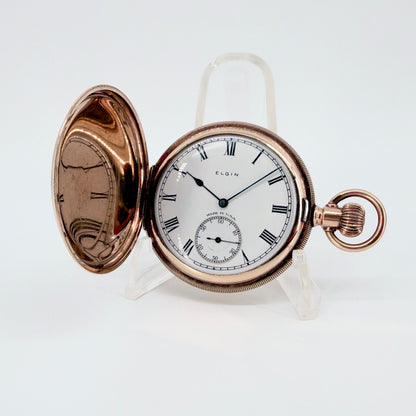 Antique Elgin Full Hunter Pocket Watch 1928 – Keystone Gold Filled Case – Working