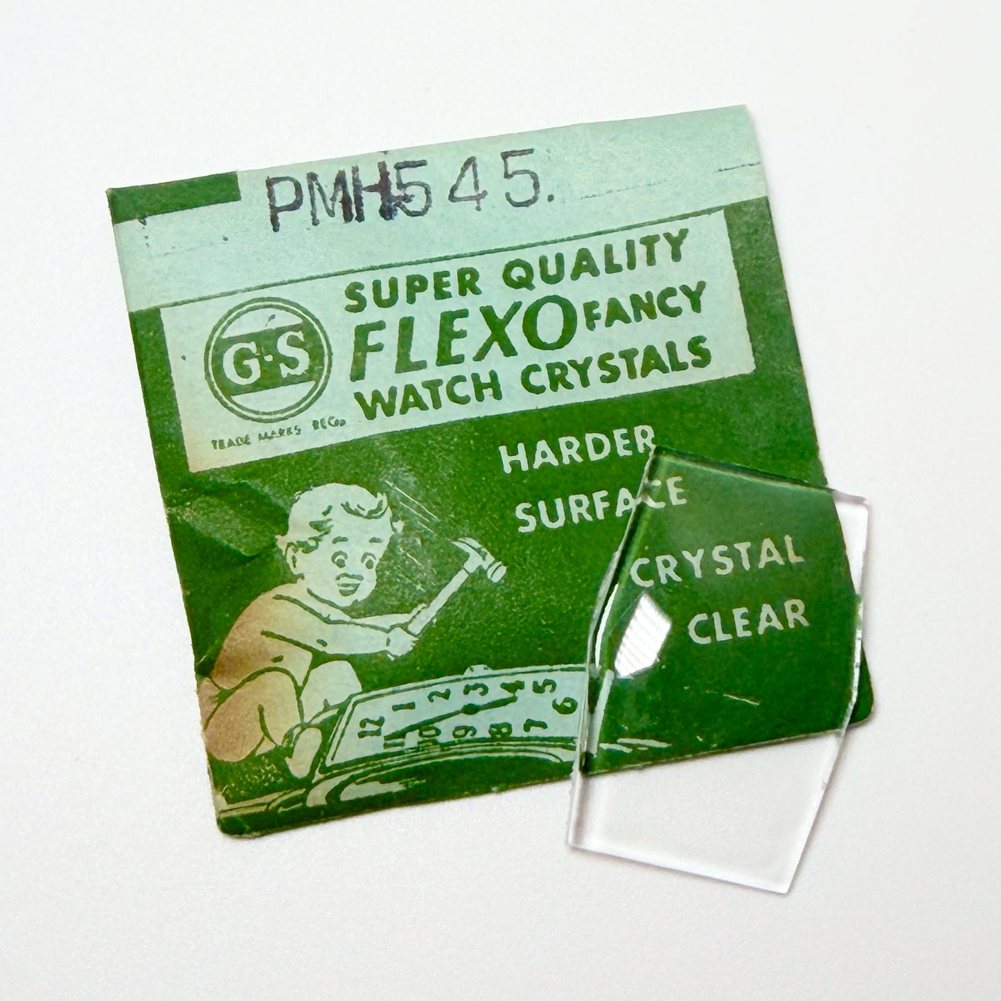 Hexagon - Bottom Edge Curved (Long Sides) - G-S Flexo Acrylic Watch Crystals - Vintage New Old Stock