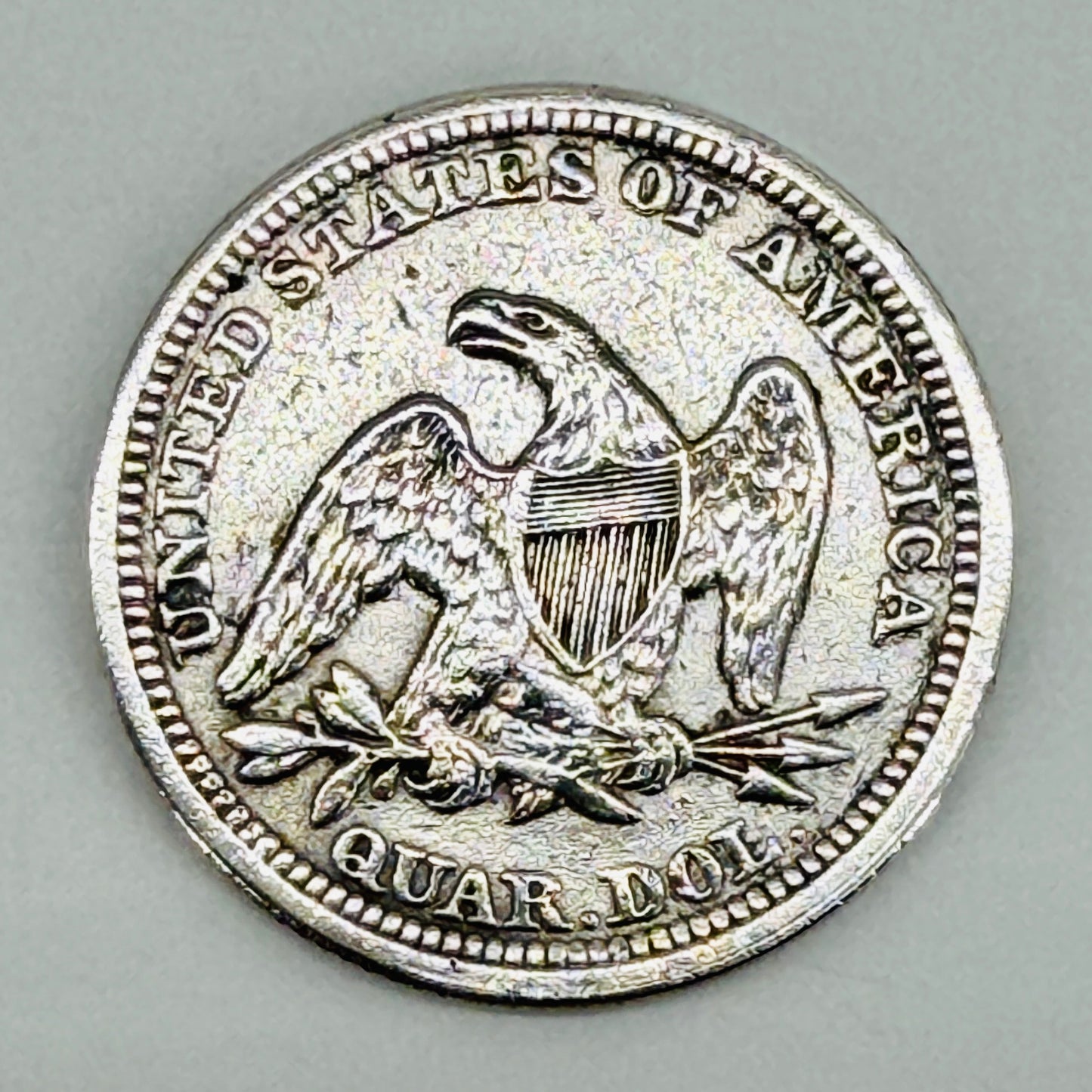 1857 Seated Liberty Quarter Dollar Silver Coin — United States — Antique US Silver Coin