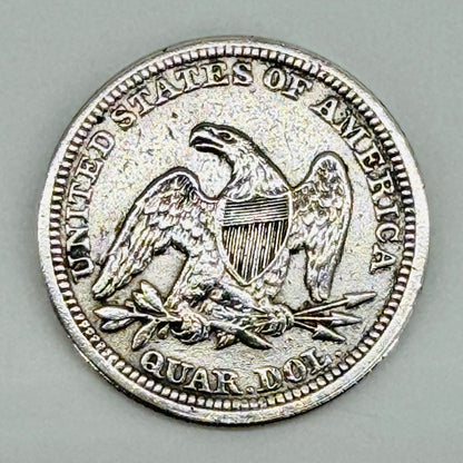 1857 Seated Liberty Quarter Dollar Silver Coin — United States — Antique US Silver Coin