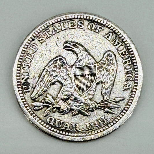 1857 Seated Liberty Quarter Dollar Silver Coin — United States — Antique US Silver Coin