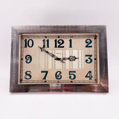 Antique Britannia Silver Mounted Art Deco 8 Day Desk Clock – London 1929
