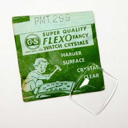 Tonneau / Barrel (PMT Series) - Bottom Edge Curved (Both Sides) - G-S Flexo Acrylic Watch Crystals - Vintage New Old Stock