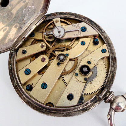 Antique Swiss Silver Cased Pocket Watch - Working