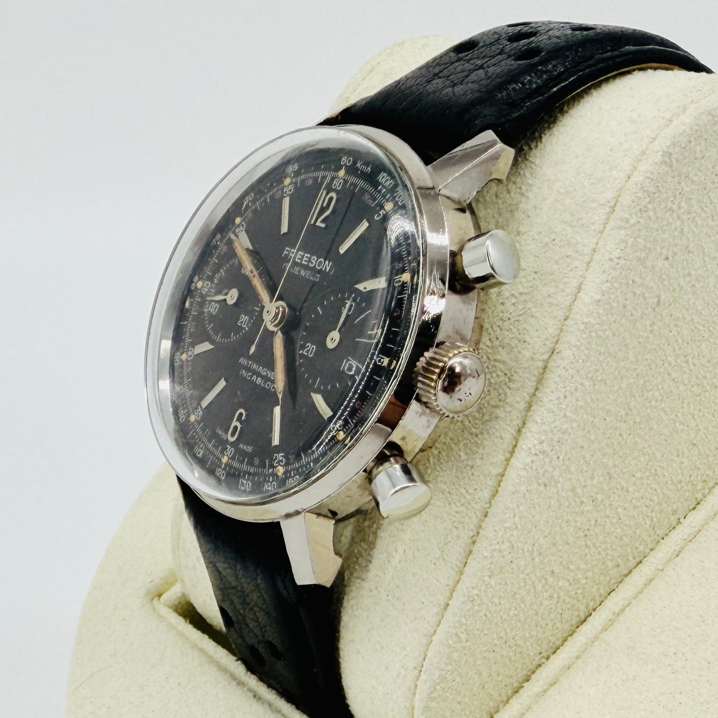 Vintage Freeson Black Dial Chronograph Watch - Landeron 48 - c.1960s