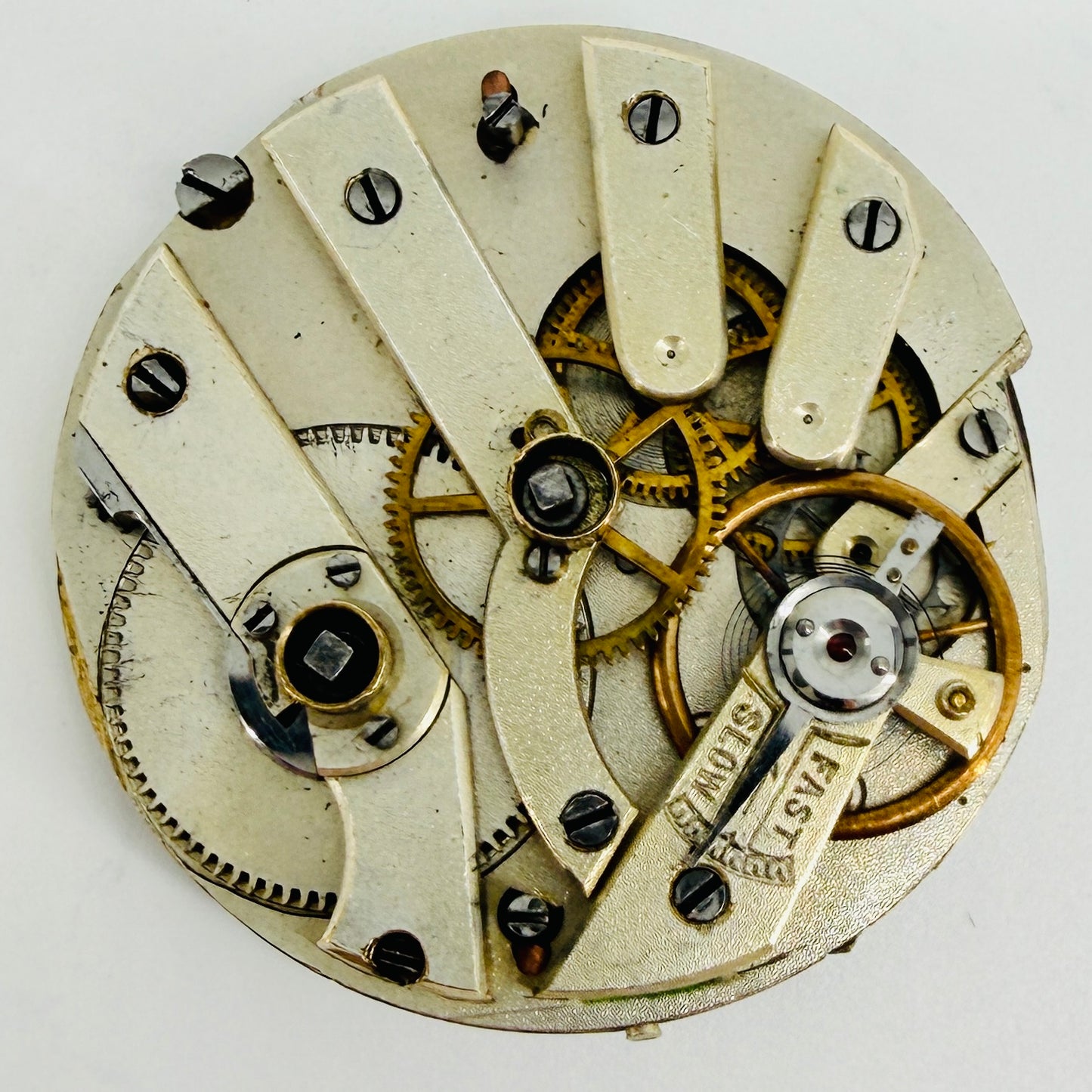 Antique Swiss Pocket Watch Movement - Decorative Dial - 36.4mm - Spares or Repair