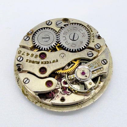 Vintage Crusader Watch Movement – 15 Jewels – Swiss Made – Spares/Repair