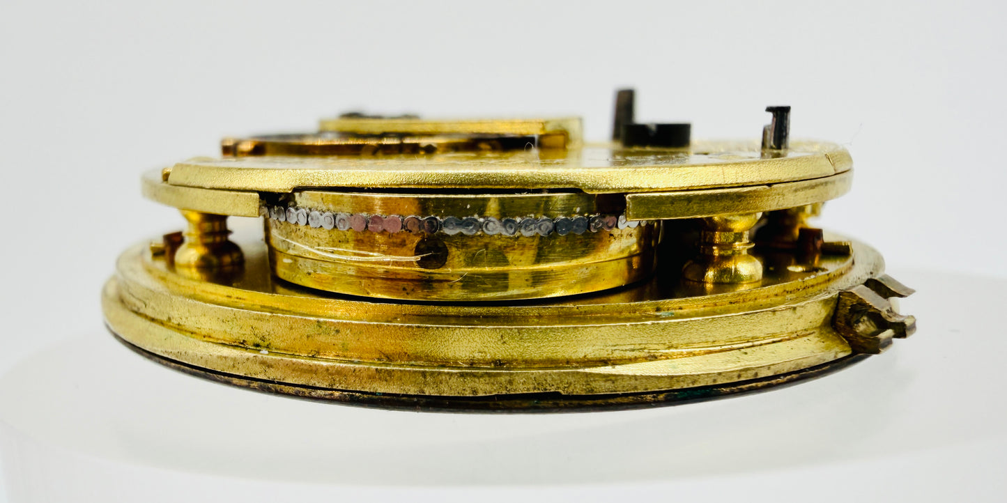 Antique Fusee Pocket Watch Movement - W. Andrews Londonderry - 39.5mm - Spares/Repair