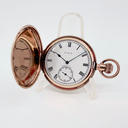 Antique Elgin Full Hunter Pocket Watch 1928 – Keystone Gold Filled Case – Working