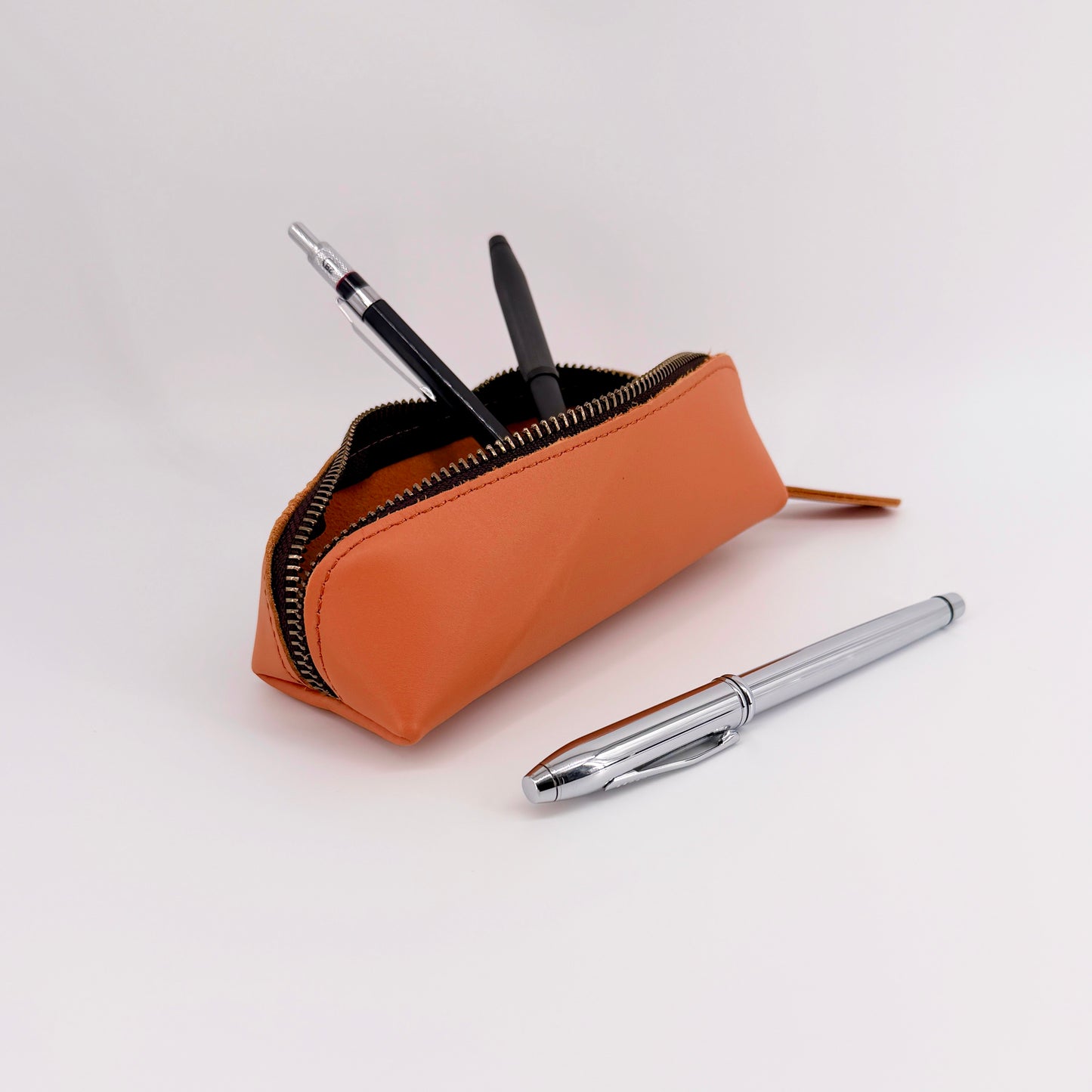 Handmade Genuine Leather Pencil Case – Zip Pouch – Choice of 3 Colours