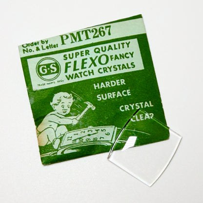 Tonneau / Barrel (PMT Series) - Bottom Edge Curved (Long Sides) - G-S Flexo Acrylic Watch Crystals - Vintage New Old Stock