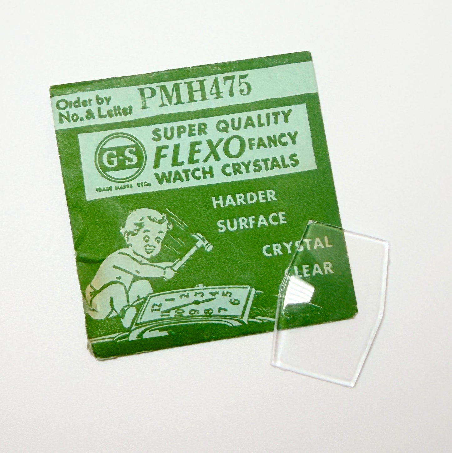 Hexagon - Bottom Edge Curved (Long Sides) - G-S Flexo Acrylic Watch Crystals - Vintage New Old Stock