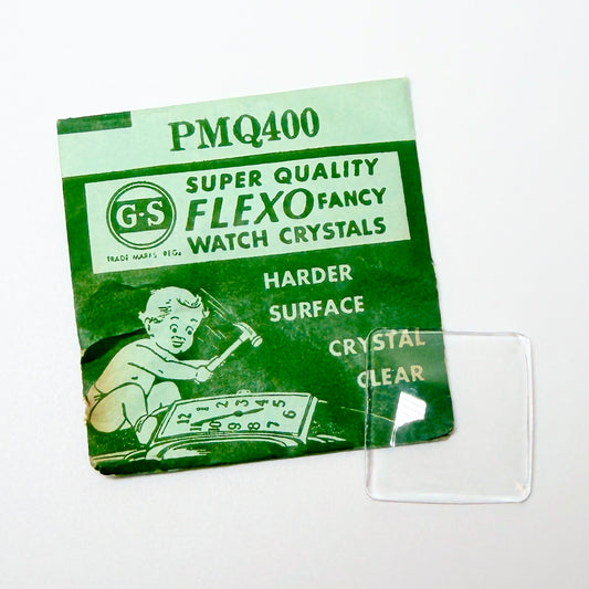 Square with Cut Corners - Bottom Edge Curved (Both Sides) - G-S Flexo Acrylic Watch Crystals - Vintage New Old Stock