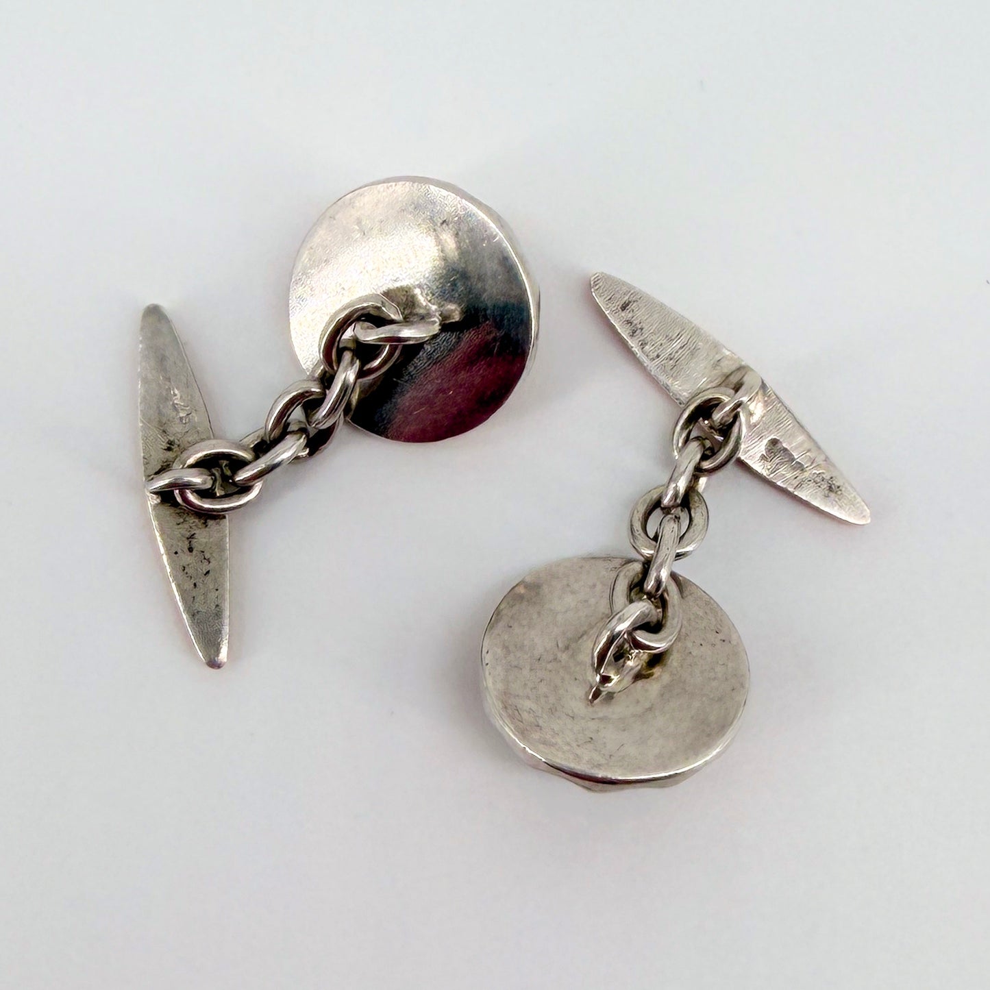 Vintage Sterling Silver & Gold Cufflinks with Black Cabochons