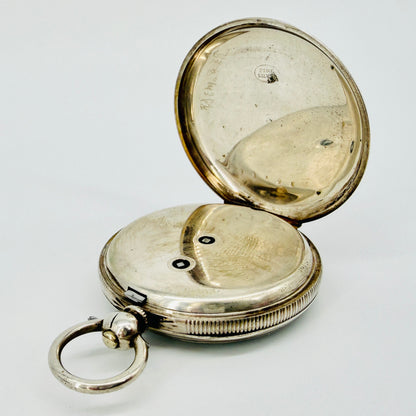 Antique Silver Cased Pocket Watch - Key Wound - Working