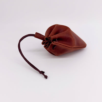 Hand Made Genuine Leather Coin Pouch – Medium Brown Drawstring Purse