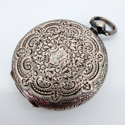 Antique Swiss Silver Cased Pocket Watch - Working