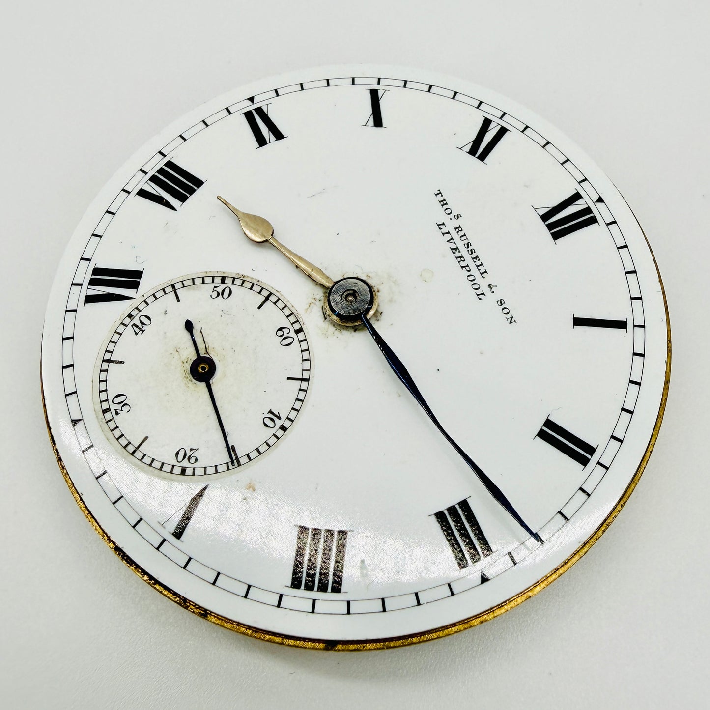 Antique Thomas Russell & Son Liverpool Pocket Watch Movement - Working - 42.9mm