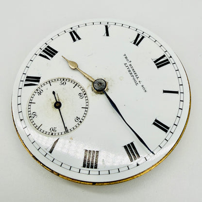 Antique Thomas Russell & Son Liverpool Pocket Watch Movement - Working - 42.9mm