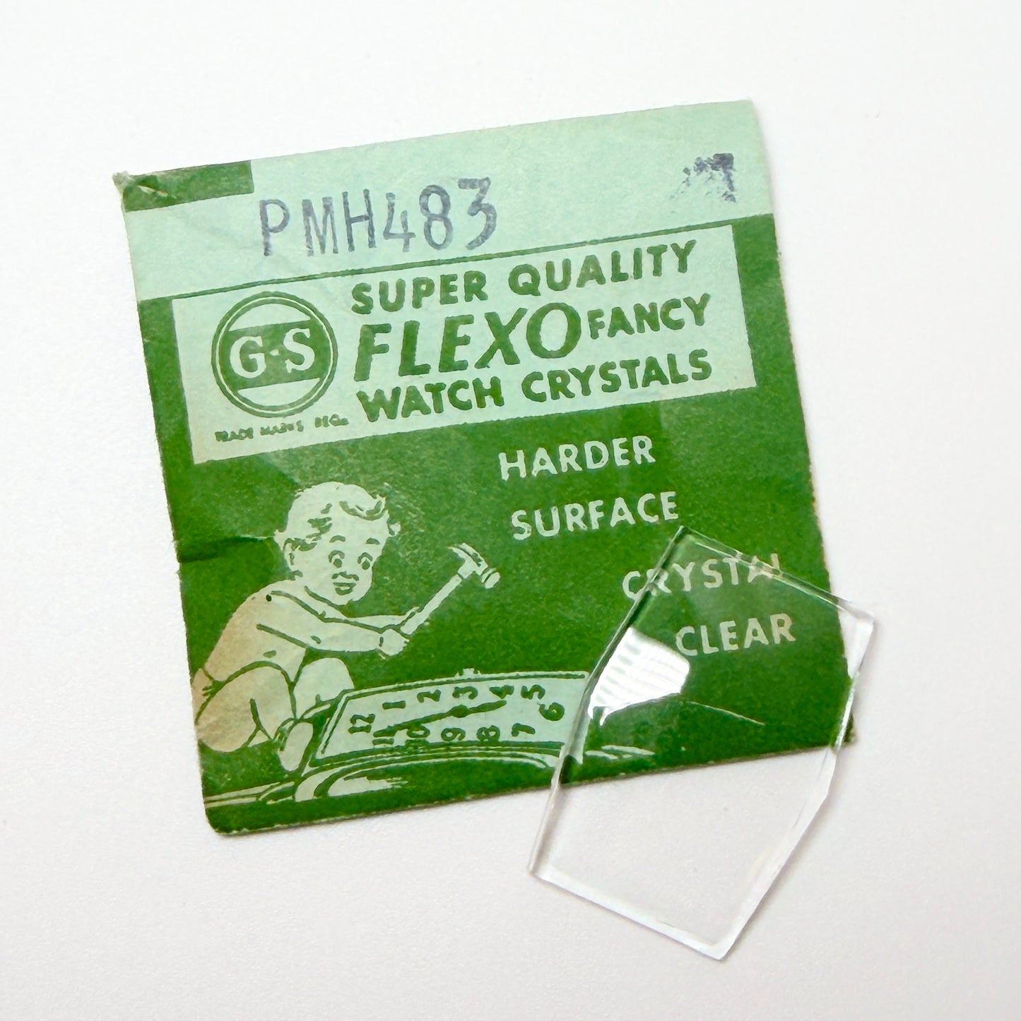 Hexagon - Bottom Edge Curved (Long Sides) - G-S Flexo Acrylic Watch Crystals - Vintage New Old Stock