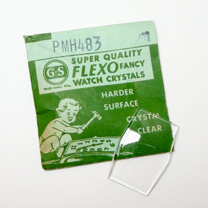 Hexagon - Bottom Edge Curved (Long Sides) - G-S Flexo Acrylic Watch Crystals - Vintage New Old Stock