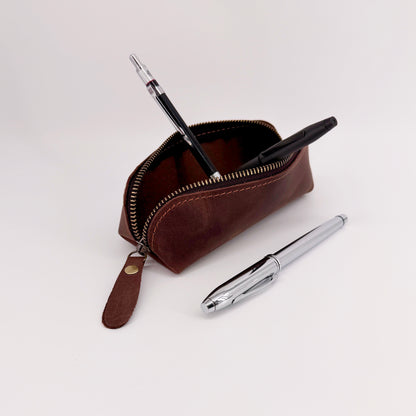 Handmade Genuine Leather Pencil Case – Zip Pouch – Choice of 3 Colours