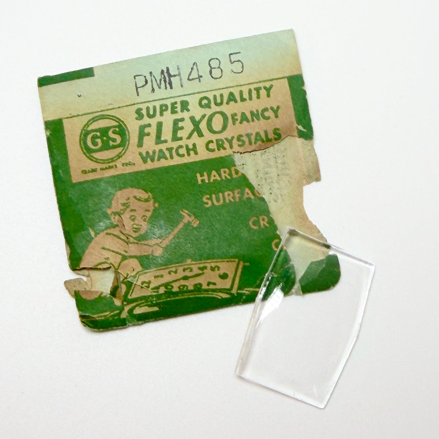 Hexagon - Bottom Edge Curved (Long Sides) - G-S Flexo Acrylic Watch Crystals - Vintage New Old Stock