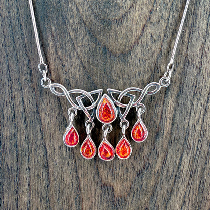 Vintage Sterling Silver & Amber Celtic Knot Necklace - image 2