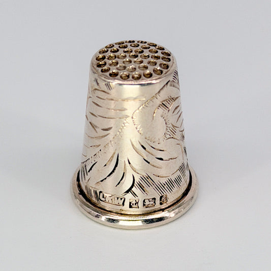 Vintage Sterling Silver Thimble Birmingham 1981 Engraved Floral Design