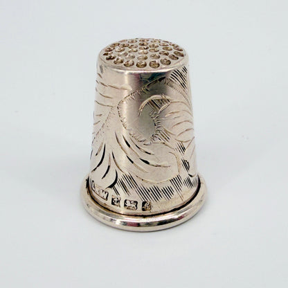 Vintage Sterling Silver Thimble Birmingham 1981 Engraved Floral Design