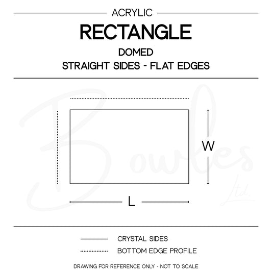 Rectangle Domed - Bottom Edges Flat - G-S Flexo Acrylic Watch Crystals - Vintage New Old Stock
