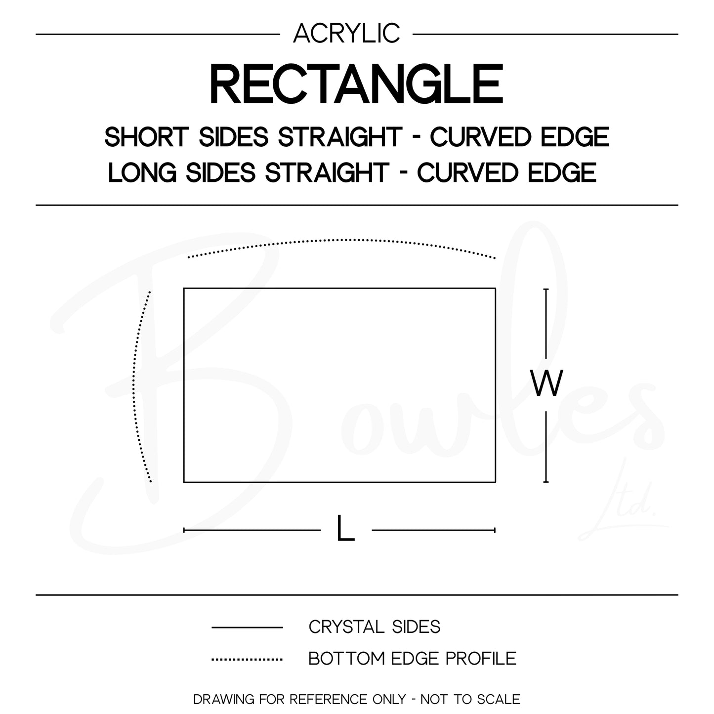 Rectangle - Bottom Edge Curved (Both Sides) - G-S Flexo Acrylic Watch Crystals - Vintage New Old Stock