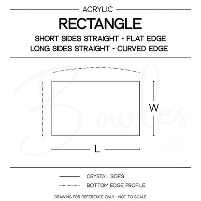 Rectangle - Bottom Edge Curved (Long Sides) - G-S Flexo Acrylic Watch Crystals - Vintage New Old Stock