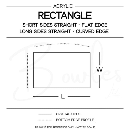 Rectangle - Bottom Edge Curved (Long Sides) - G-S Flexo Acrylic Watch Crystals - Vintage New Old Stock
