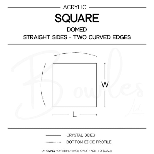 Square - Bottom Edge Curved (Both Sides) - G-S Flexo Acrylic Watch Crystals - Vintage New Old Stock