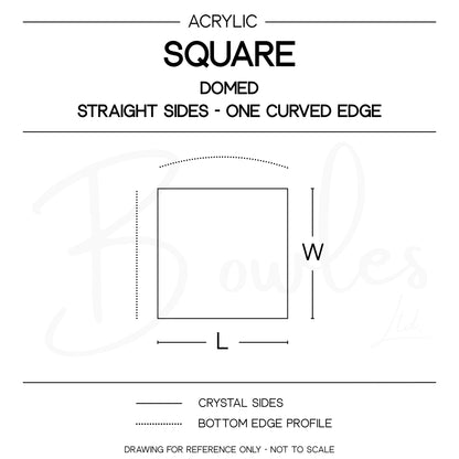 Square - Bottom Edge Curved (One Side) - G-S Flexo Acrylic Watch Crystals - Vintage New Old Stock