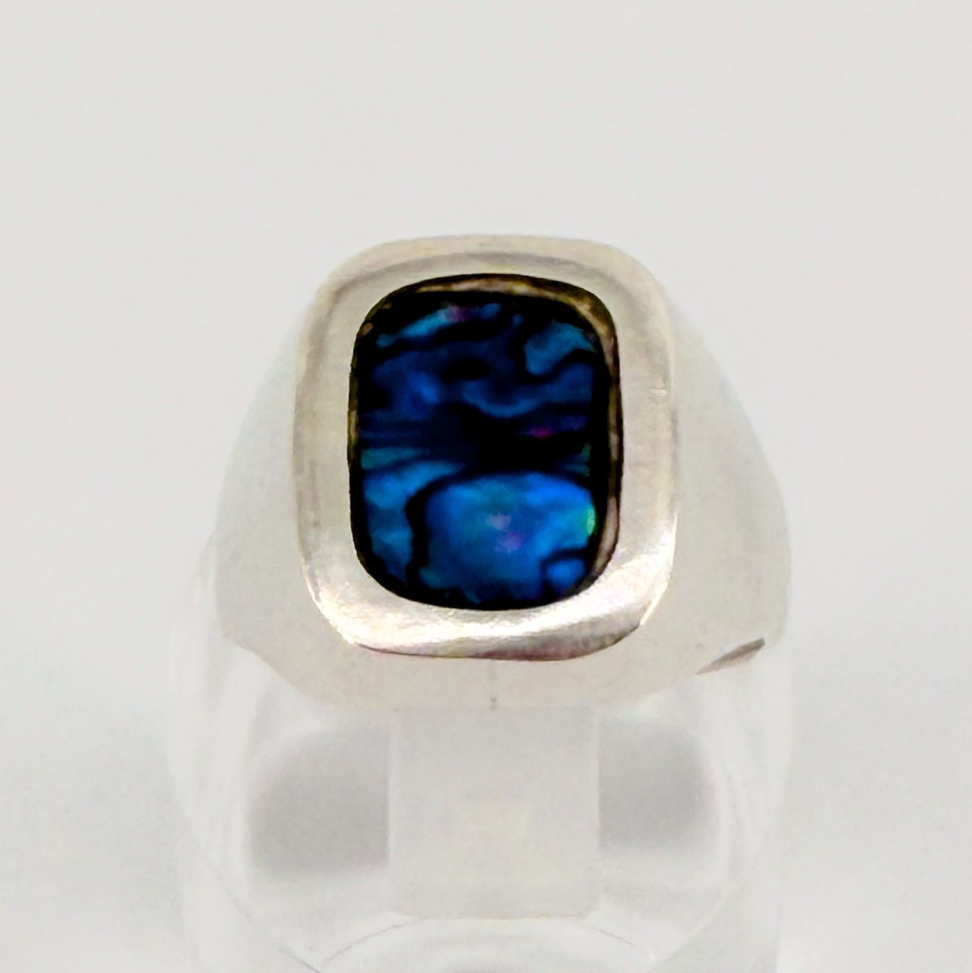 Vintage Sterling Silver & Abalone Handmade Ring – UK Size S - image 8