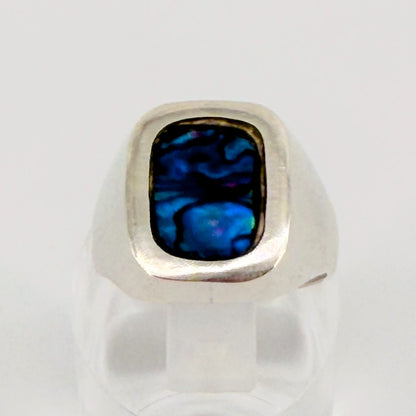 Vintage Sterling Silver & Abalone Handmade Ring – UK Size S - image 8