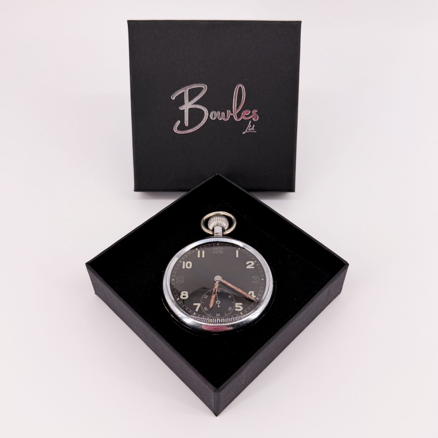 GSTP Bravingtons British Military Pocket Watch, Black Dial, 15 Jewels, c. WWII - image 8