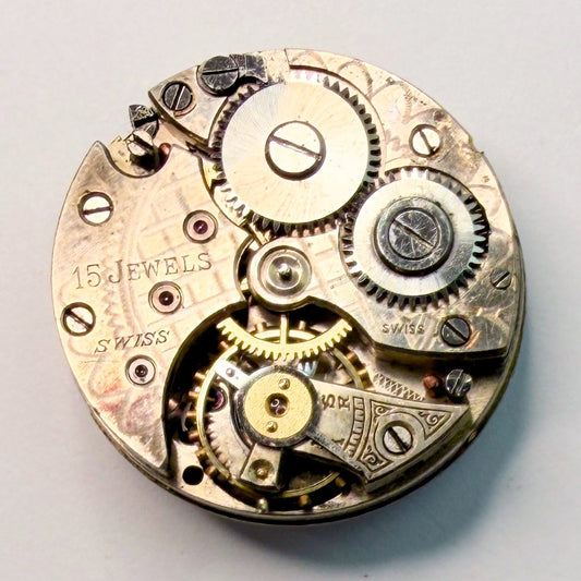 Swiss 15 Jewel Pocket Watch Movement, 23.34mm – For Spares or Repair - image 1