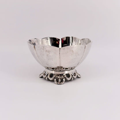 Antique Silver Bowl with Ornate Foot, Base Stamped Silver, 93mm - image 1