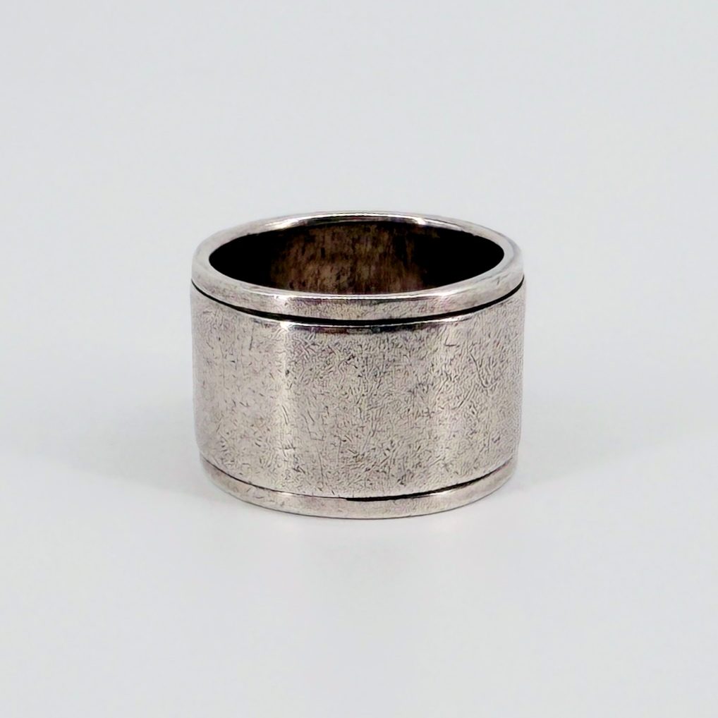 Vintage Sterling Silver Spinner Ring – Wide Band, UK T 1/2 - image 3