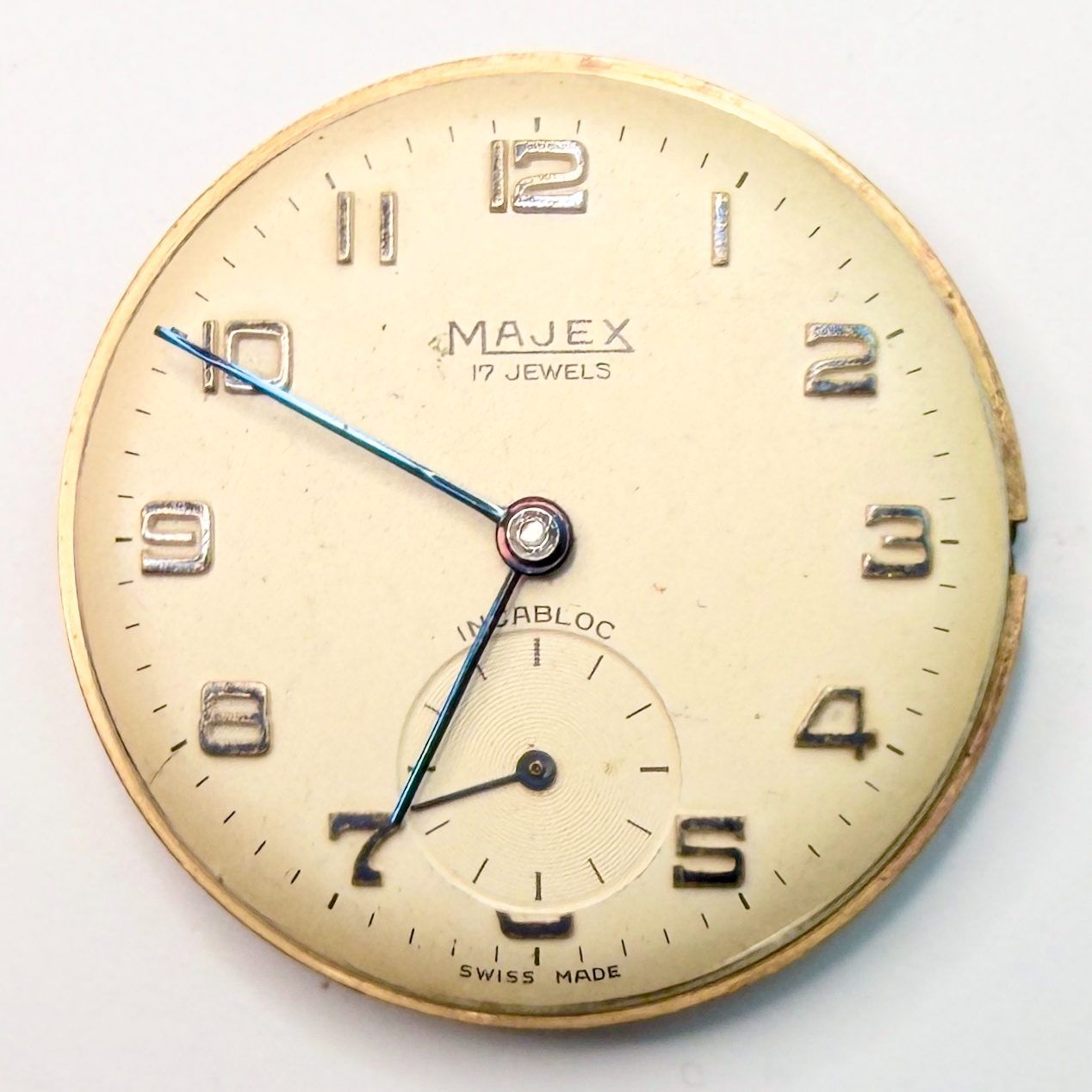 Majex (AS 1634) Watch Movement 25mm — Working, Dial & Hands, Snapped Stem - image 2