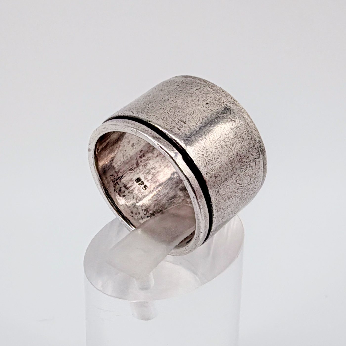 Vintage Sterling Silver Spinner Ring – Wide Band, UK T 1/2 - image 10