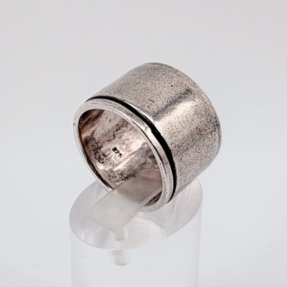 Vintage Sterling Silver Spinner Ring – Wide Band, UK T 1/2 - image 10