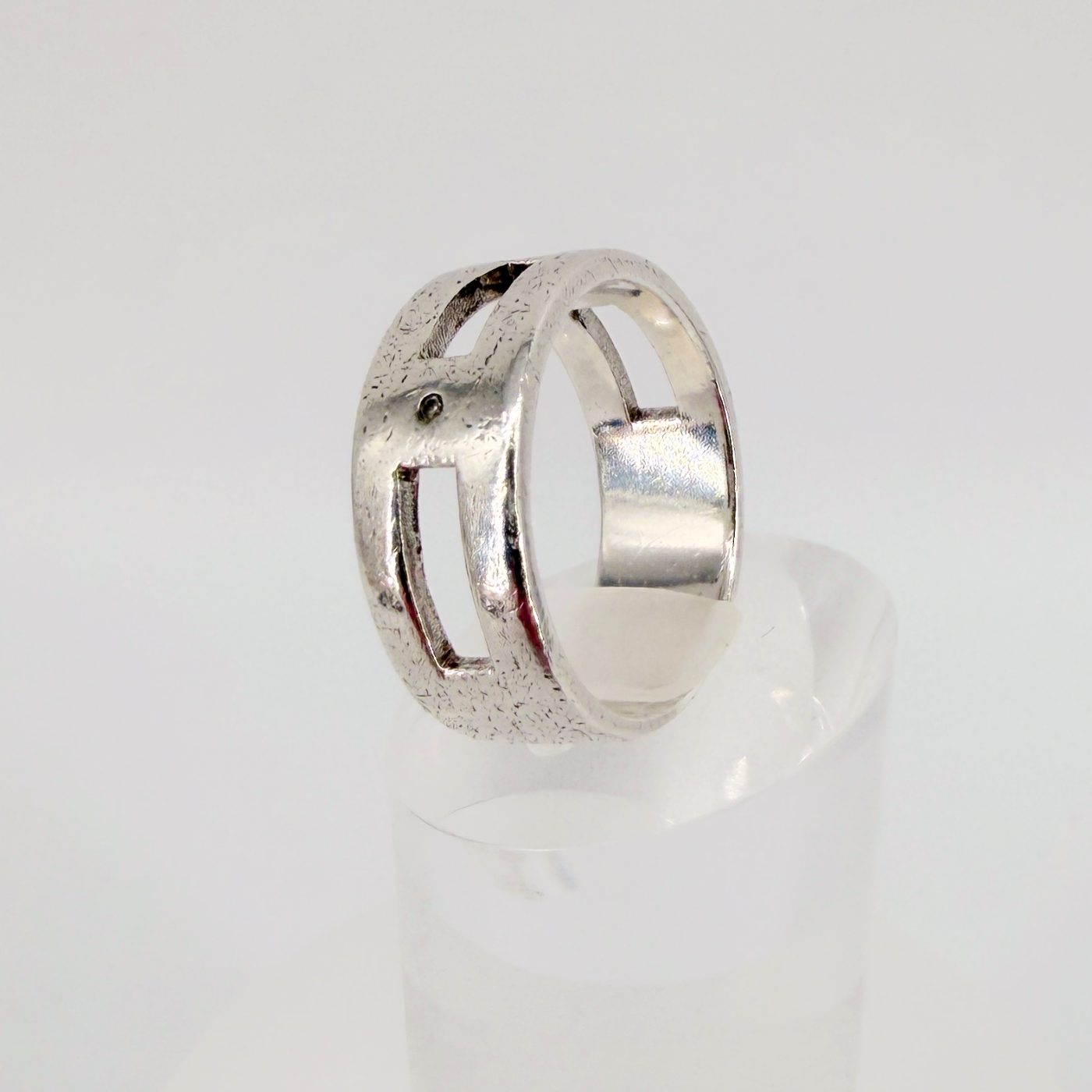 Vintage Kit Heath Sterling Silver & Diamond Ring, London Hallmark, UK Size T - image 5